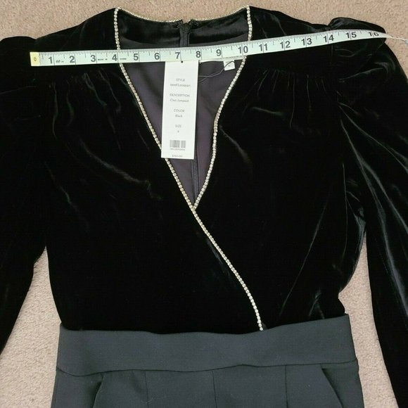 VERONICA BEARD CLEO Crystal-embellished velvet Jumpsuit Sz 6 - Picture 5 of 12